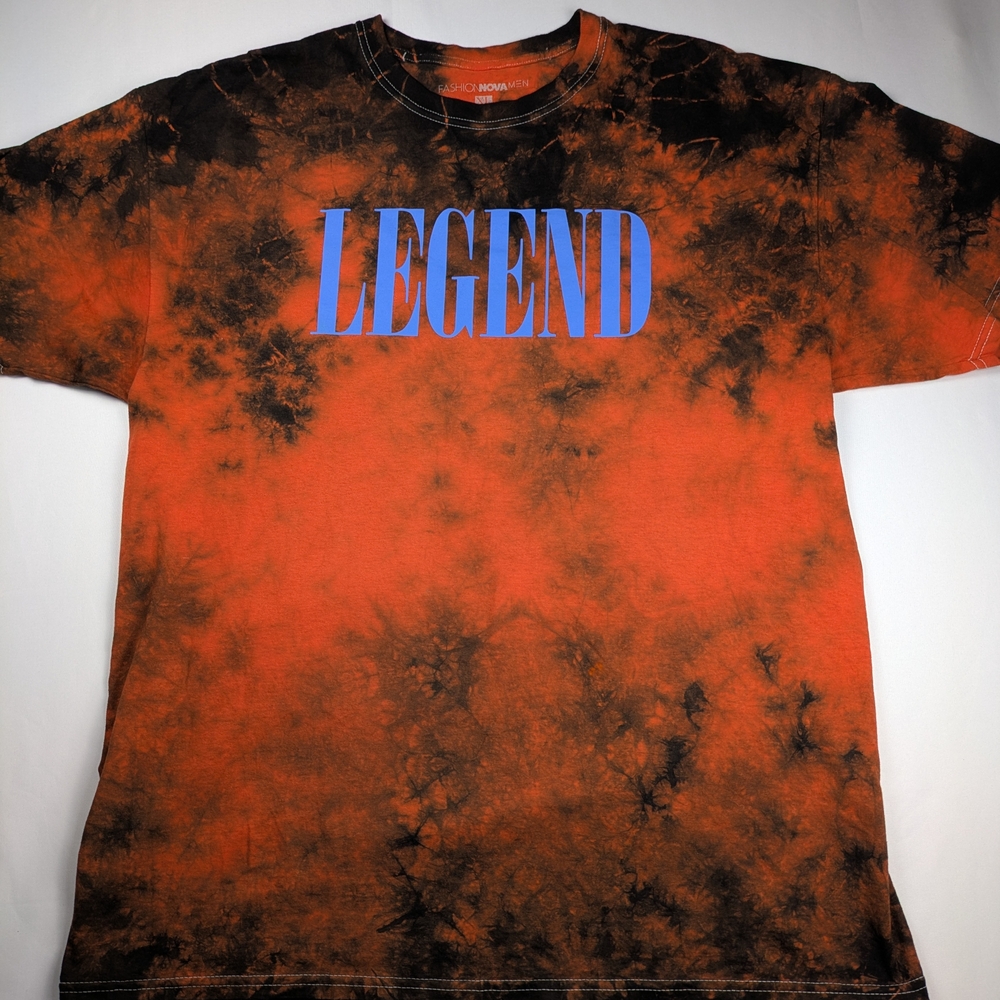 Size XL (22x30)-  Fashion Nova Legend Tie Dye Short Sleeve Tee - Orange/combo